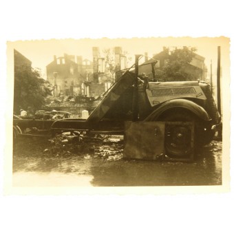 Photo of Latvian town Daugavpils- Dünaburg being destroyed by German aviation. Espenlaub militaria